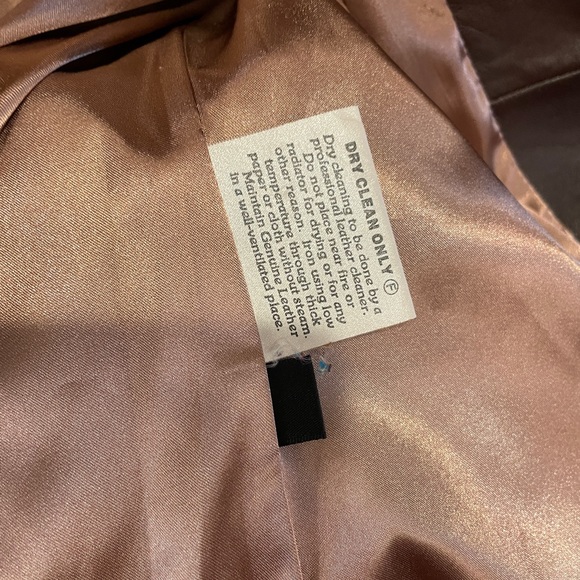 Nicola Berti ruffled collar brown leather jacket medium - Picture 3 of 4